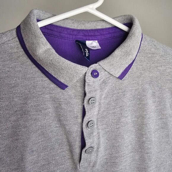 Men's Grey/Purple H&M Short sleeve Golf Shirt, Size Small - Picture 3 of 13